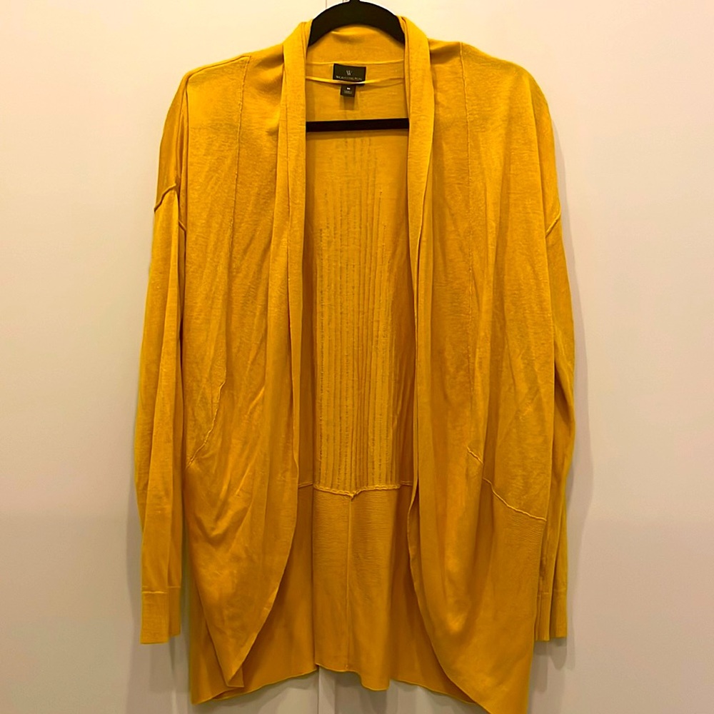 Worthington mustard cardigan sweater sexy with textures sz M